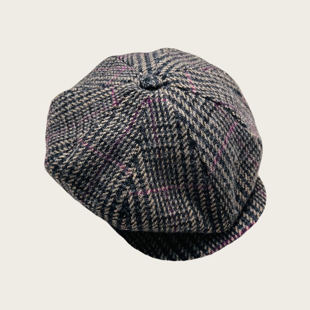 Vintage Harvard Wool Plaid Newsboy Hat Union Label Size Large